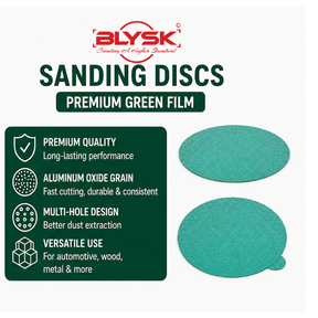 Blysk 6" Green Aluminum Oxide Sanding Discs – P80 to P800 Grit – Latex Paper, Semi-Open Coat – Hook & Loop/PSA – Clean Sanding for Metal, Wood, Paint, Plastic, 50-Pack