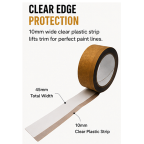 Blysk Trim Masking Lift Tape (6923) – Perforated Automotive Refinish Tape with Clear Edge – 10mm Clear Plastic Strip 45mm x10m – for Windshields, Trim, Taillights & Sunroofs
