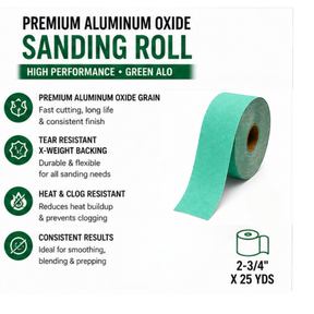 Blysk Sanding Roll 2.75" x 25 yards  – Hook & Loop Backing, Strong Resin Bond – Clean Sanding for Woodworking, Metal & Automotive – 80/120/180/220/320/400 Grit