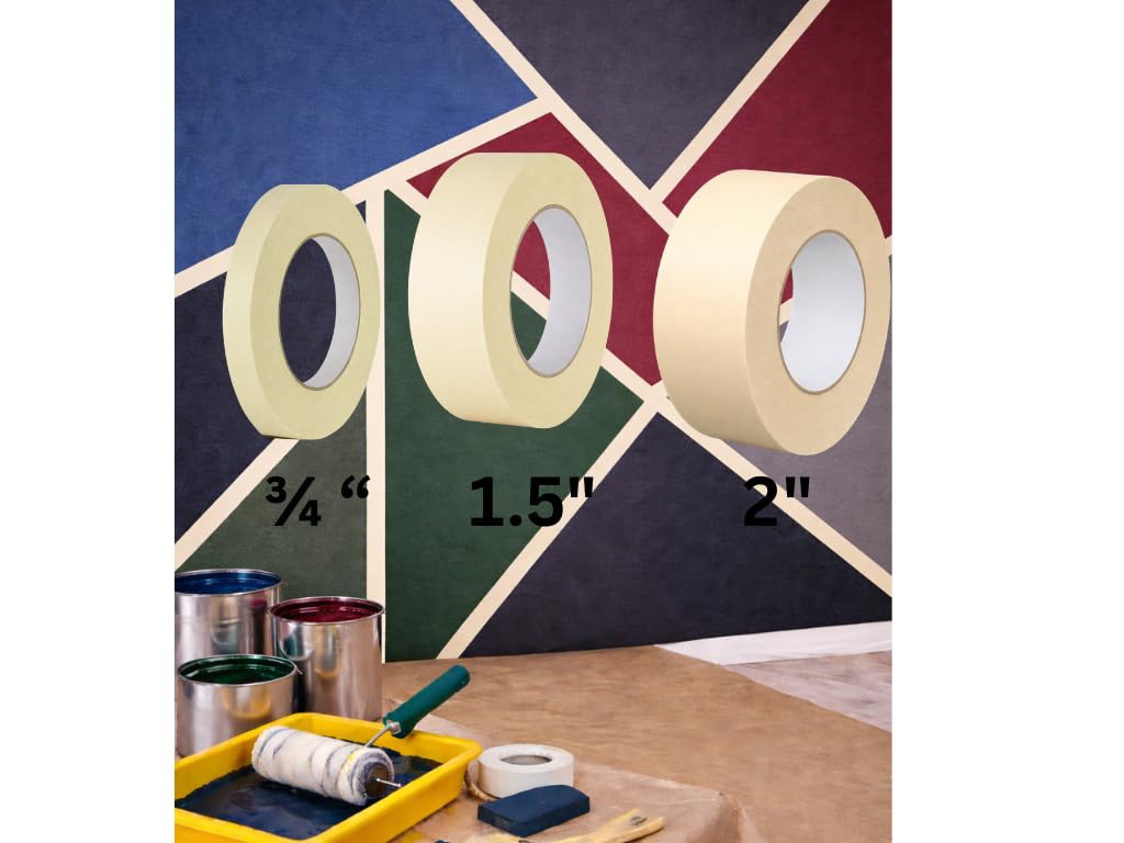General Purpose Masking Tape – Multi-Surface Use – Professional Grade (1.5" x 60 Yrds, 6 Pack)