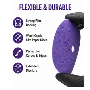 Blysk Purple Zirconia Sanding Discs – 6 Inch, 50-Pack – Hook & Loop, Laser Multi-Hole Dust Extraction – Long Life Ceramic/Corundum Grain. 80,120,180,220,320,400,600,800,1000 Grit