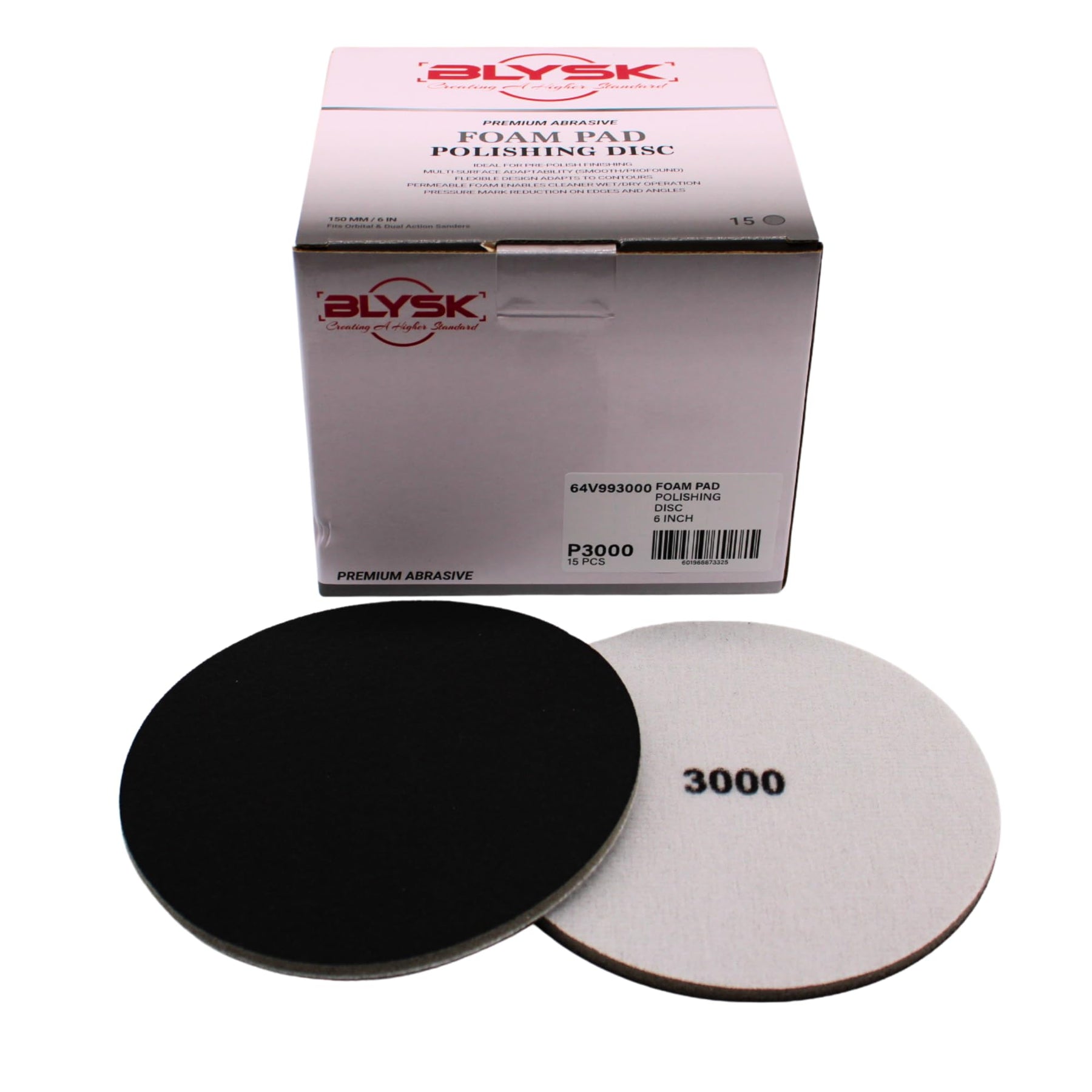 6" Premium Foam Polishing Disc – 1000, 2000, 3000, 4000 Grit – Flexible Abrasive Pad for Orbital & DA Sanders – Wet/Dry Use – Contour-Adaptive – Pre-Polish Finishing, 15-Pack (4000 Grit)