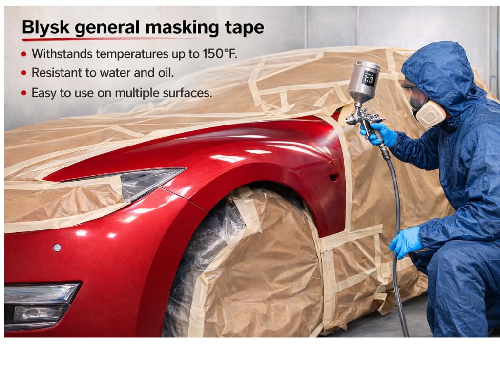 General Purpose Masking Tape – Multi-Surface Use – Professional Grade (1.5" x 60 Yrds, 6 Pack)