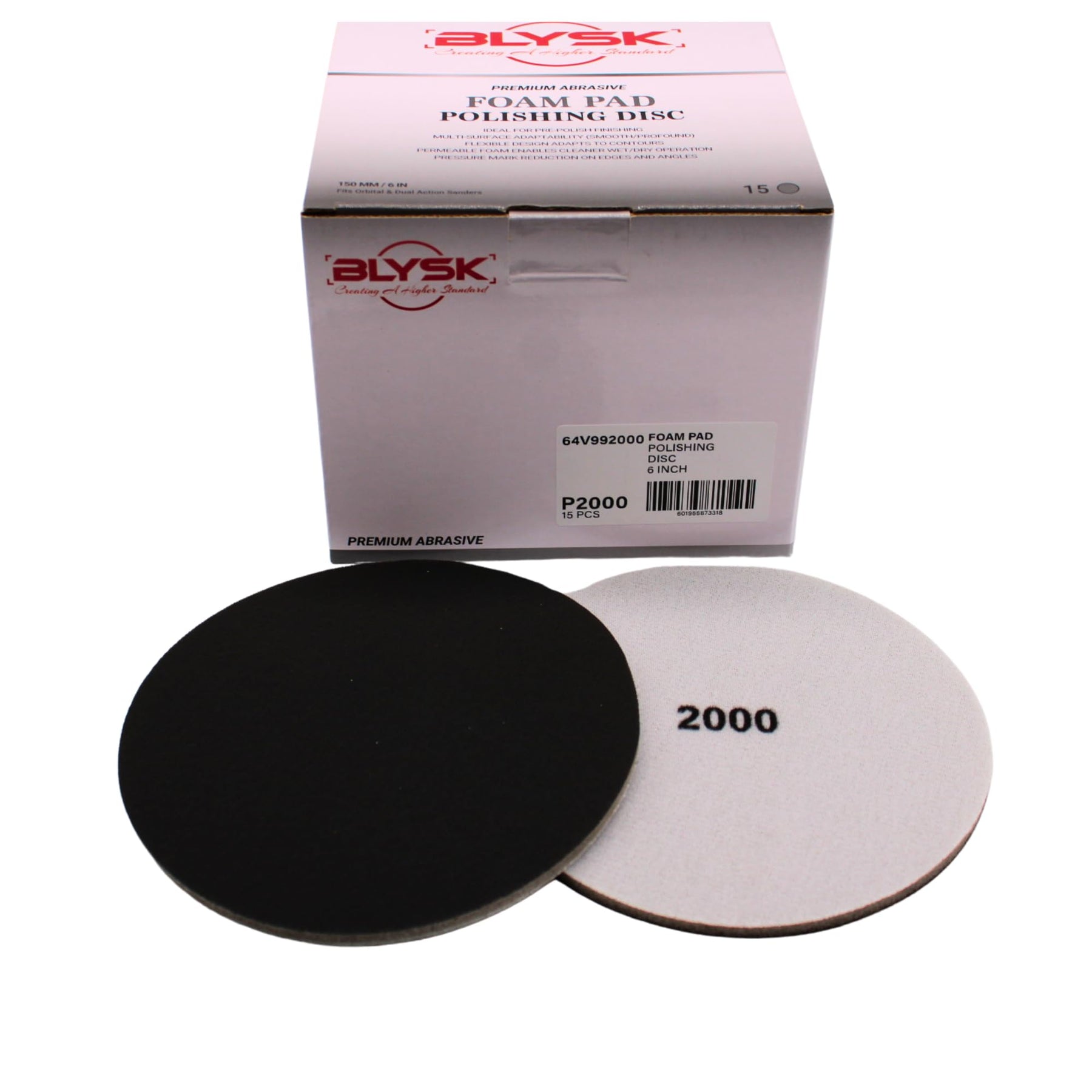 6" Premium Foam Polishing Disc – 1000, 2000, 3000, 4000 Grit – Flexible Abrasive Pad for Orbital & DA Sanders – Wet/Dry Use – Contour-Adaptive – Pre-Polish Finishing, 15-Pack (4000 Grit)