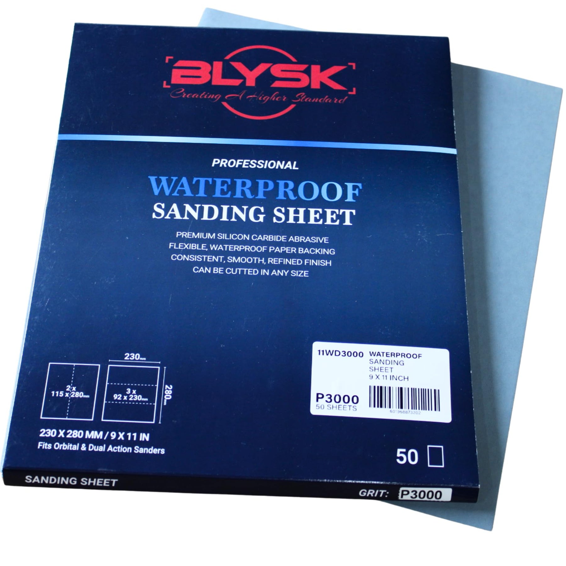 Wet & Dry Sandpaper 9x11 Sheets, 50-Pack, Aluminum Oxide (P60–P600) Silicon Carbide (P800–P3000) Latex Backing,for Wood, Metal, Auto, Plastic (400 Grit)