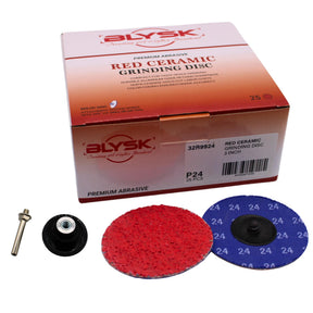 2" & 3" Roloc Quick-Change Discs – 24 & 36 Grit – Includes Disc Holder,Red Ceramic Abrasive, Fast-Cutting, Long Life, for Grinding, Deburring & Finishing on All Metals, 25-Pack (3" 36 Grit)