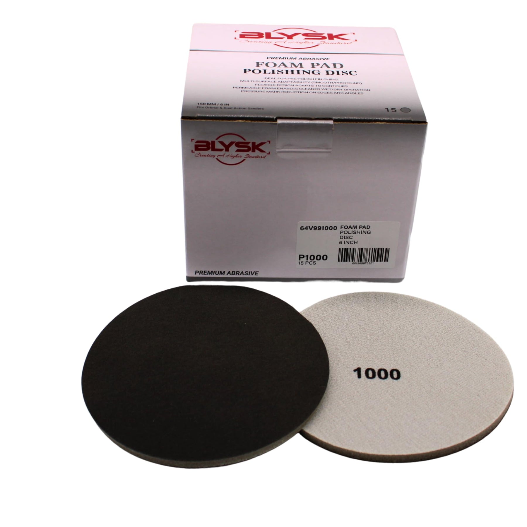6" Premium Foam Polishing Disc – 1000, 2000, 3000, 4000 Grit – Flexible Abrasive Pad for Orbital & DA Sanders – Wet/Dry Use – Contour-Adaptive – Pre-Polish Finishing, 15-Pack (4000 Grit)