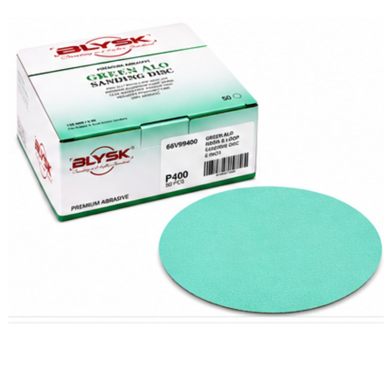 Blysk 6" Green Aluminum Oxide Sanding Discs – P80 to P800 Grit – Latex Paper, Semi-Open Coat – Hook & Loop/PSA – Clean Sanding for Metal, Wood, Paint, Plastic, 50-Pack