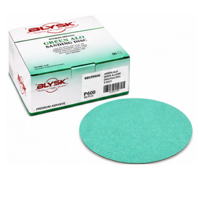 Blysk 6" Green Aluminum Oxide Sanding Discs – P80 to P800 Grit – Latex Paper, Semi-Open Coat – Hook & Loop/PSA – Clean Sanding for Metal, Wood, Paint, Plastic, 50-Pack
