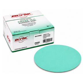 Blysk 6" Green Aluminum Oxide Sanding Discs – P80 to P800 Grit – Latex Paper, Semi-Open Coat – Hook & Loop/PSA – Clean Sanding for Metal, Wood, Paint, Plastic, 50-Pack