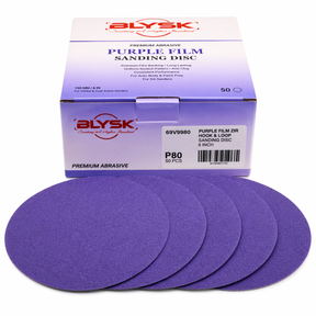 BLYSK Premium Purple Zirconia Sanding Discs 6", High Performance, Long Life, Clog-Resistant, Fits DA & Orbital Sanders, 50-Pack, Available in PSA and Hook & Loop