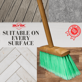 BLYSK Indoor/Outdoor Heavy Duty Wooden Broom Brush, Sweeper, Head Replacement Soft bristles, Great use for Home, Kitchen, Room, Office, Patio, Deck Floor - Maazzo