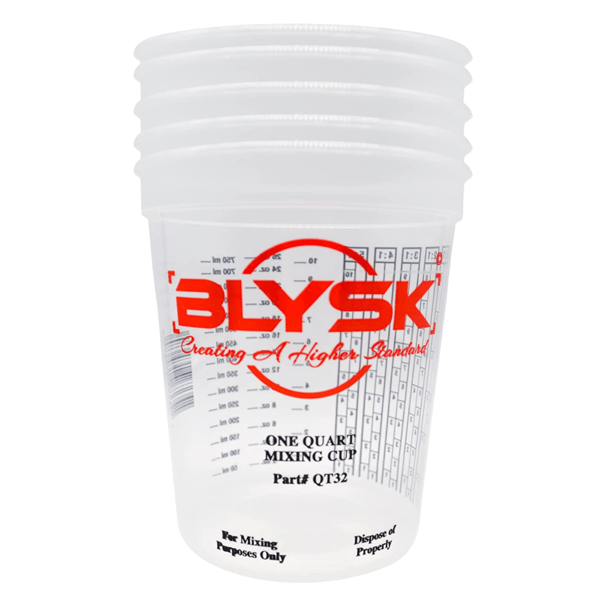 BLYSK Graduated Plastic Mixing Cups, use for Paint, Resin (Quart) - Maazzo