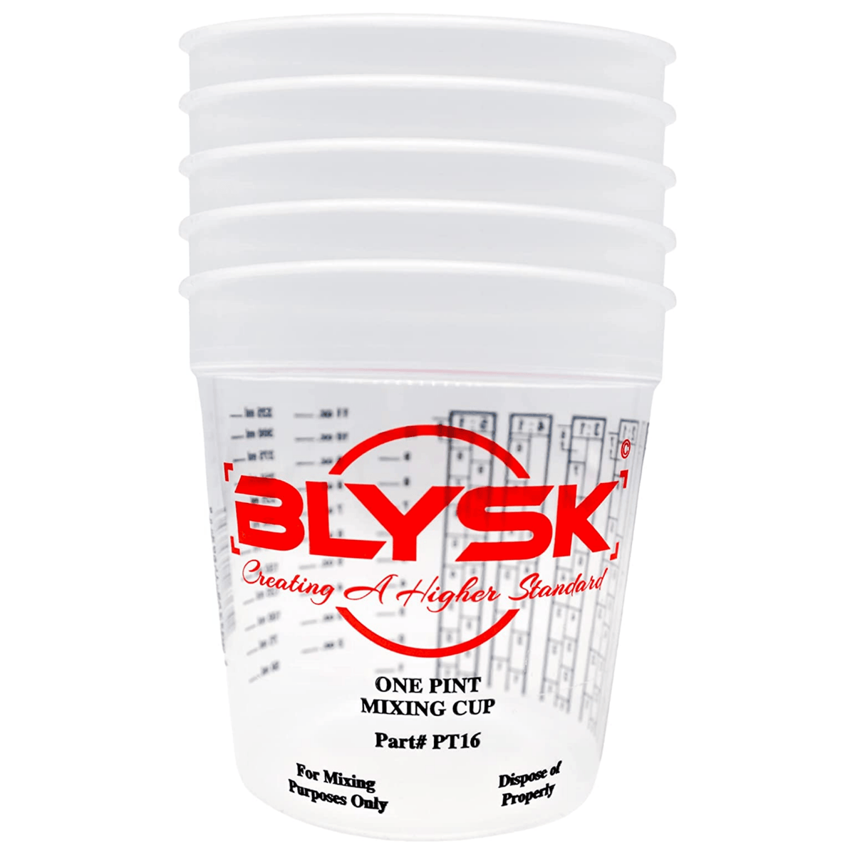 BLYSK Graduated Plastic Mixing Cups, use for Paint, Resin (Pint) - Maazzo