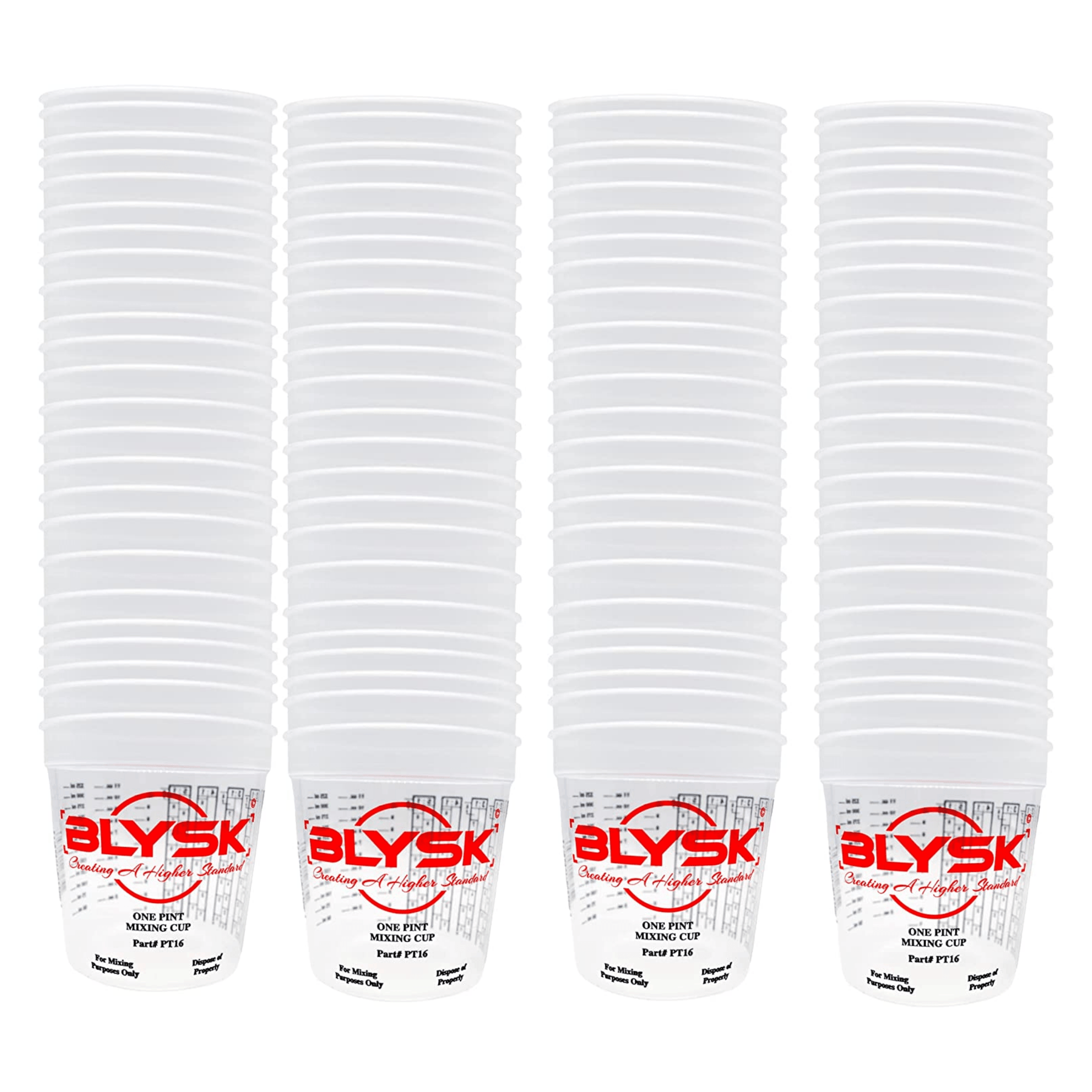 BLYSK Graduated Plastic Mixing Cups, use for Paint, Resin (Pint) - Maazzo